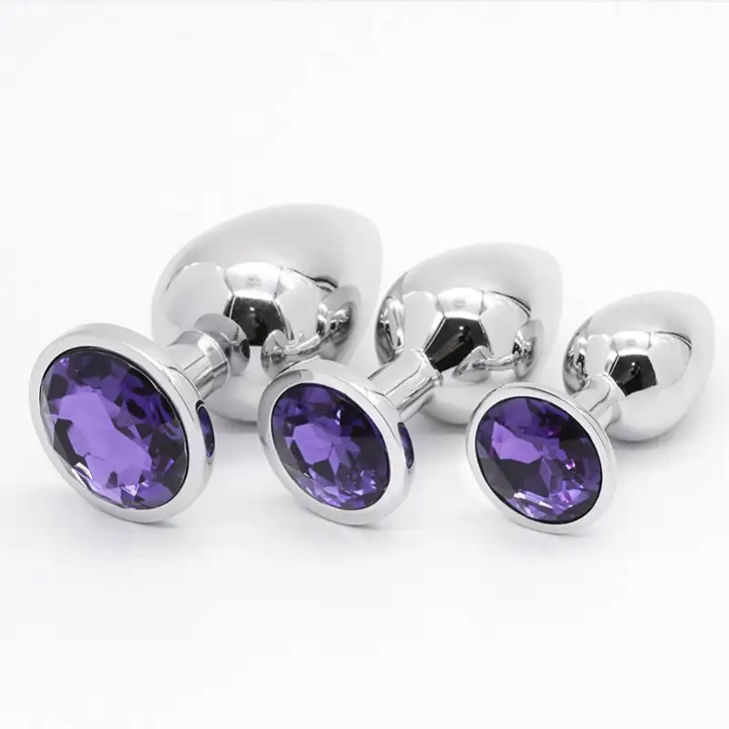 Luxury Metal Pleasure Plug Set – 3 Sizes | Stainless Steel with Crystal Accent